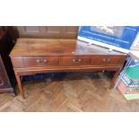 19th century mahogany converted square piano with boxwood stringing and three frieze drawers on
