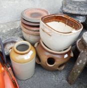 Stoneware jar and other sundry items