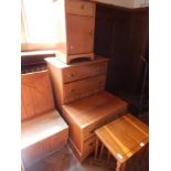 Hardwood chest of four long drawers and three short drawers, matching smaller two drawer chest,