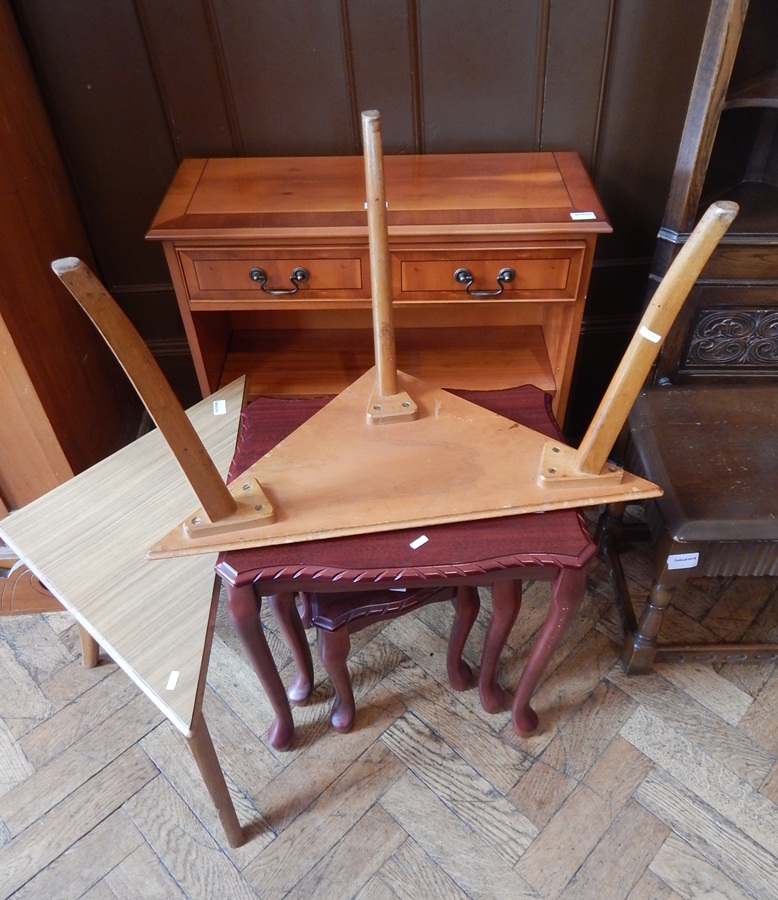 Modern yew wood dwarf bookcase,