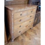 19th century mahogany chest of two short and three long graduated drawers,