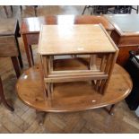1960's hardwood nest of three occasional tables, 53cm,