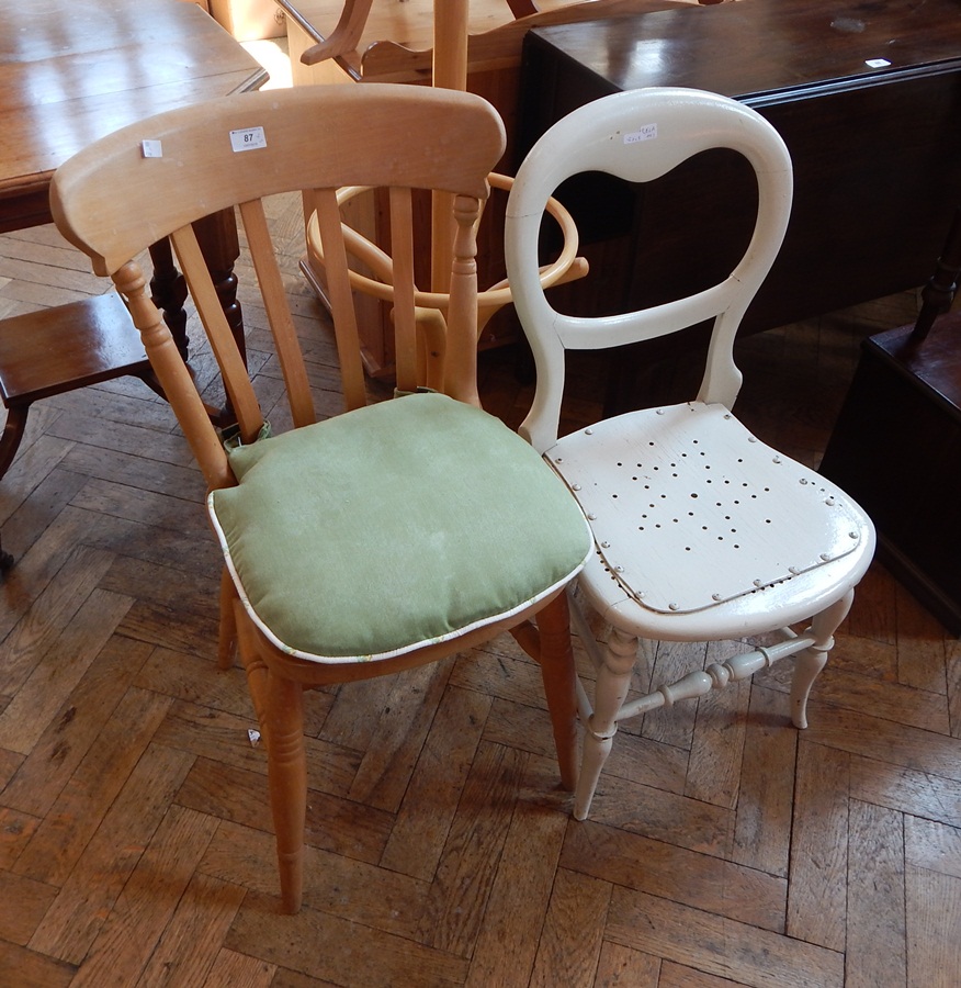 Hardwood lath-back kitchen dining chair,