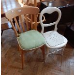 Hardwood lath-back kitchen dining chair,