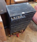 Painted tool chest with two short drawers and five long drawers containing large quantity of