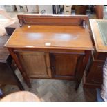 Early 20th century inlaid mahogany cabinet having raised back with pair inlaid framed panelled