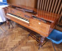 A Collard & Collard square piano in mahogany case on baluster supports