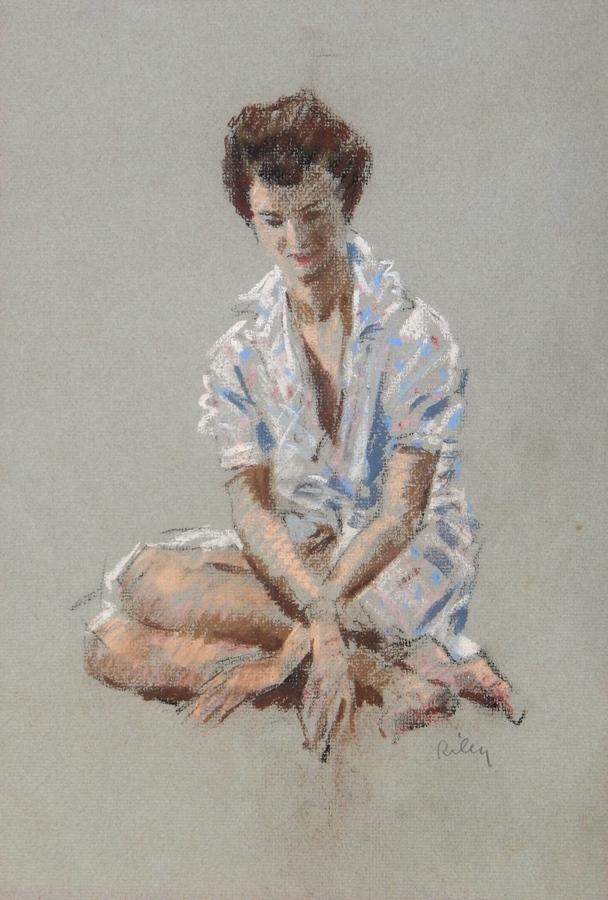 Harry Riley (1895-1966)
Pastel
"Lady, seated". 25cm x 37cm, unframed
Pastel
"Head and Shoulder - Image 2 of 3