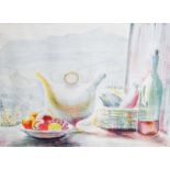 Russell Reeve (1895-1970) 
Limited edition colour print
Still life of a windowsill with fruit, jug,