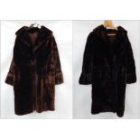 Two vintage faux beaver full-length coats  Live Bidding: If you would like a condition report on