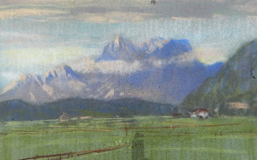 Harry Riley (1895-1966)
Pastel drawings 
Rural scene, 'Gaddesby, Leicestershire' unframed.
'Austria' - Image 3 of 4
