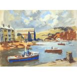 Harry Riley (1895-1966)
Bodycolour drawing
Estuary scene with boats in foreground, 38cm x 51cm,