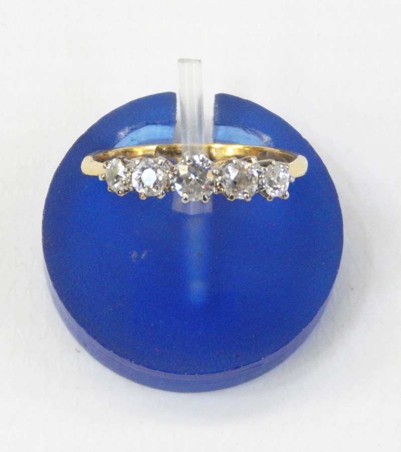 18ct gold and five-stone diamond ring  Live Bidding: If you would like a condition report on this