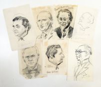 Harry Riley (1895-1966)
Large quantity (over 200) small and large sketched pencil portraits of