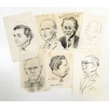 Harry Riley (1895-1966)
Large quantity (over 200) small and large sketched pencil portraits of