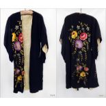 A black silk oriental embroidered gown (af)  Live Bidding: If you would like a condition report on