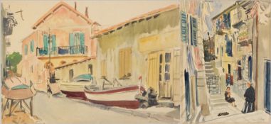 Harry Riley (1895-1966)
Watercolour drawings
"Porto Venere, Italy", two women conversing in alley,