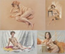 Harry Riley (1895-1966)
Pastels
"Female, nude". 40cm x 48cm, signed
"Female, nude". 27cm x 44cm 
"