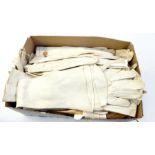 Large collection of cream kid evening gloves and a few in other colours (1 box) Live Bidding: If you