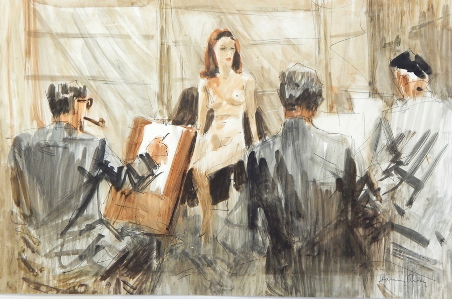 Harry Riley (1895-1966)
Watercolour
"The London Sketch Club", 39cm x 48cm, unframed 
Pencil Sketch - Image 6 of 7