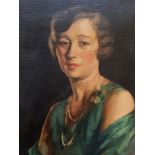 Harry Dixon (1861-1942)  
Oil on canvas 
Portrait of Mrs Harry Riley, 49cm x 59cm  Live Bidding: