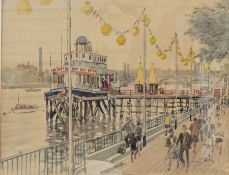 Harry Riley (1895-1966) 
Watercolour drawing 
"Festival of Britain, Battersea", dated verso 1951,