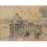 Harry Riley (1895-1966) 
Watercolour drawing 
"Festival of Britain, Battersea", dated verso 1951,