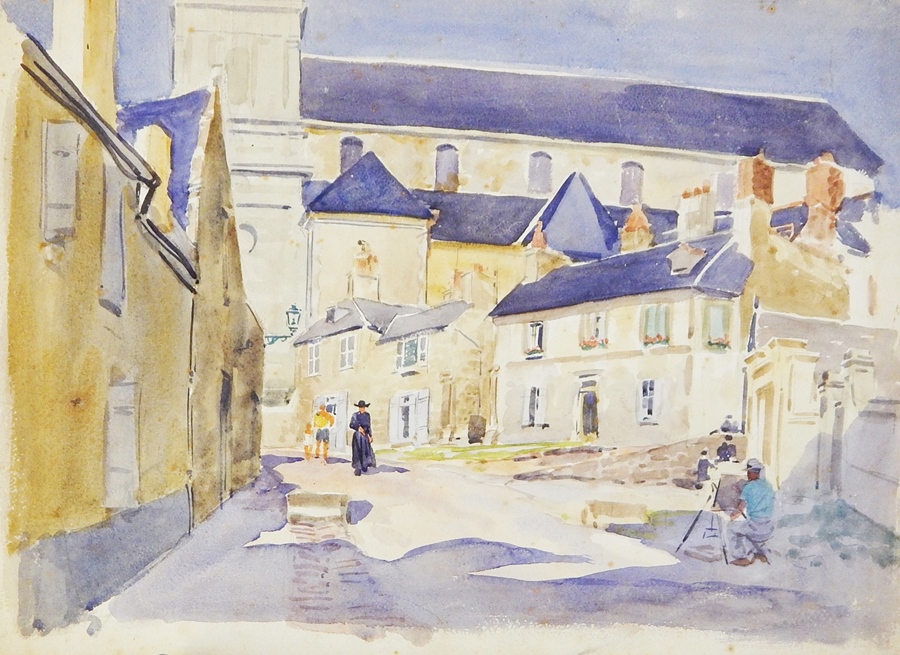 Harry Riley (1895-1966)
Watercolour drawings
"Near Saint-Malo", French street scene with figures, - Image 3 of 3