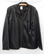 A black leather jacket made by Sardar London with zip front, vintage  Live Bidding: If you would