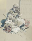 John Hassall (1868-1948)
Watercolour drawing
Seated man and boy in Arabic dress, signed, 25cm x 33cm