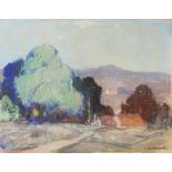Leonard Richmond (1889-1965) 
Pastel 
Country scene with field and trees, signed, 33cm x 25cm
