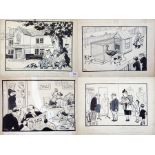 Harry Riley (1895-1966)
Pen and ink cartoons
"Oi'm Fed Up wi' this Country! Ow about emigrating