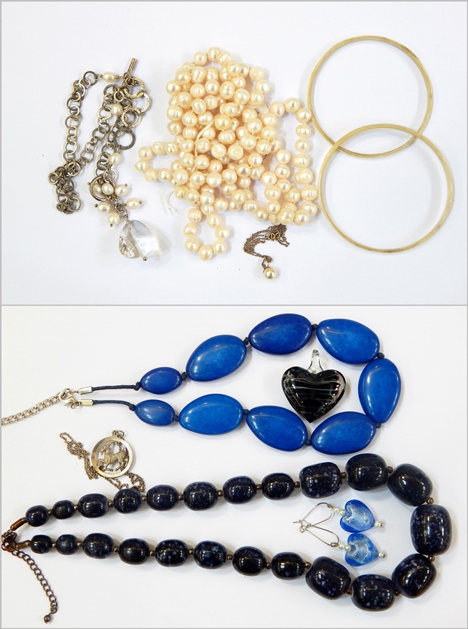 Long string of pearls and modern costume jewellery  Live Bidding: If you would like a condition