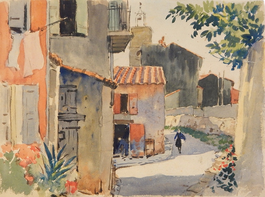 Harry Riley (1895-1966)
Watercolour drawing 
"Torbole, Italy", titled and dated 1964 verso, 37cm x - Image 2 of 5