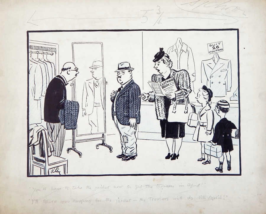 Harry Riley (1895-1966)
Pen and ink cartoons
"Oi'm Fed Up wi' this Country! Ow about emigrating - Image 6 of 6