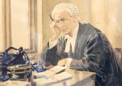 Harry Riley (1895-1966)
Watercolour drawing
"Portrait of a Barrister", 40cm x 57cm 

 Live