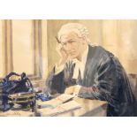Harry Riley (1895-1966)
Watercolour drawing
"Portrait of a Barrister", 40cm x 57cm 

 Live