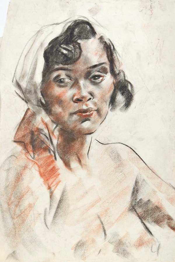 Harry Riley (1895-1966)
Oil on canvas
Portrait of a woman in white cap, 47cm x 35cm, unframed
Pastel - Image 3 of 5