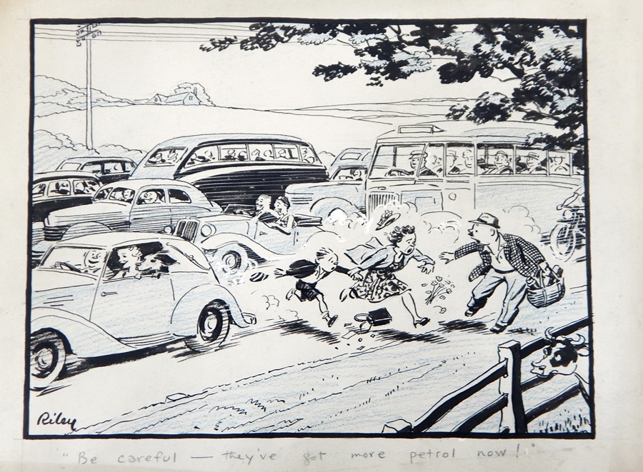 Harry Riley (1895-1966)
Pen and ink cartoons
"Be careful they've got more petrol now", signed, - Image 5 of 5