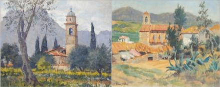 Harry Riley (1895-1966)
Oil on board 
"Palamos", church in landscape, signed, 39cm x 50cm 
Oil on