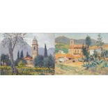 Harry Riley (1895-1966)
Oil on board 
"Palamos", church in landscape, signed, 39cm x 50cm 
Oil on