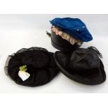 Various vintage hats and a small vanity case (1 box) Live Bidding: If you would like a condition