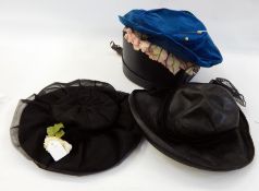 Various vintage hats and a small vanity case (1 box) Live Bidding: If you would like a condition
