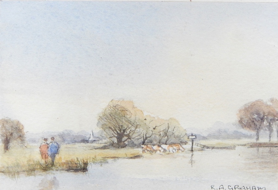 Ronald Maddox (b.1930) 
Watercolour drawing 
Thames Watermill, Mapledurham, signed, 12cm x 18cm 
K A - Image 2 of 3