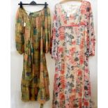 1970's vintage dresses, Oilily knitted and chiffon maxi dress, a Benina chiffon evening dress with