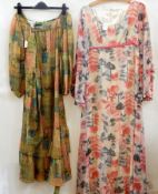 1970's vintage dresses, Oilily knitted and chiffon maxi dress, a Benina chiffon evening dress with