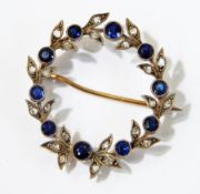 Victorian diamond and sapphire circle brooch set circular sapphires with old cut diamonds  Live