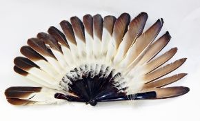 Eagle wing fan with tortoiseshell guard and sticks Live Bidding: Ribbon detached between first and
