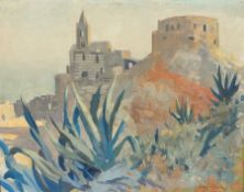 Harry Riley (1895-1966)
Oil on board
"Spain", a castle on a hilltop, dated verso, signed, 39cm x