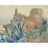 Harry Riley (1895-1966)
Oil on board
"Spain", a castle on a hilltop, dated verso, signed, 39cm x